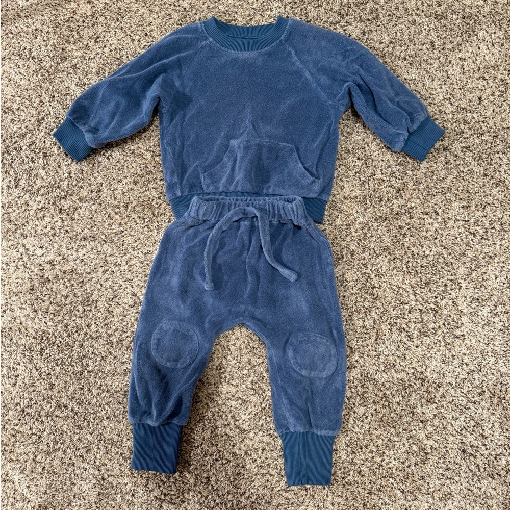 Dreambuy Blue Velour Toddler Outfit 3T/4T